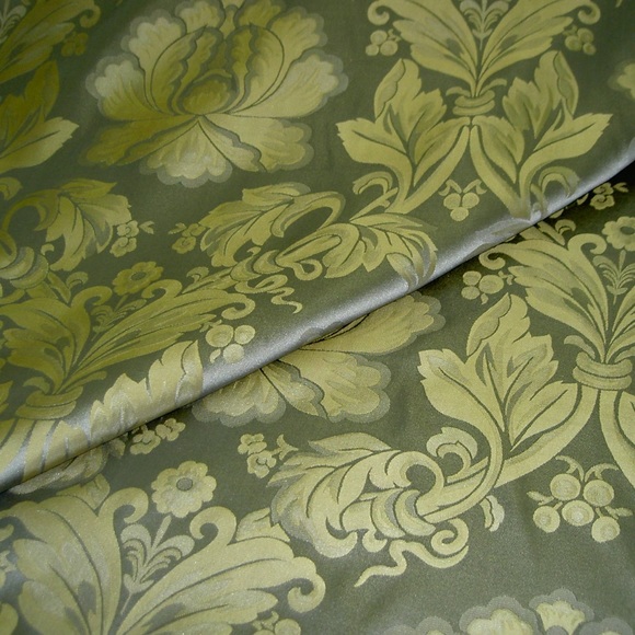 Arts and Crafts Floral Silk Damask in Forest Green - Picture 1 of 7